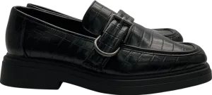 ASOS Chunky Loafers In Black Faux Croc With Silver Buckle UK 9 EU 43 👞