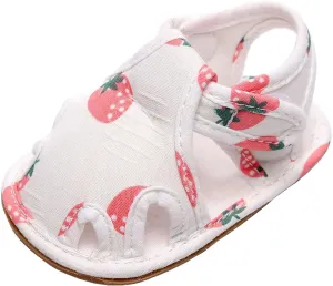 Baby Canvas Shoes Toddler First Walking Toddle Slippers Children Strawberry Print Cartoon Sandals Girls Boys Homeshoes