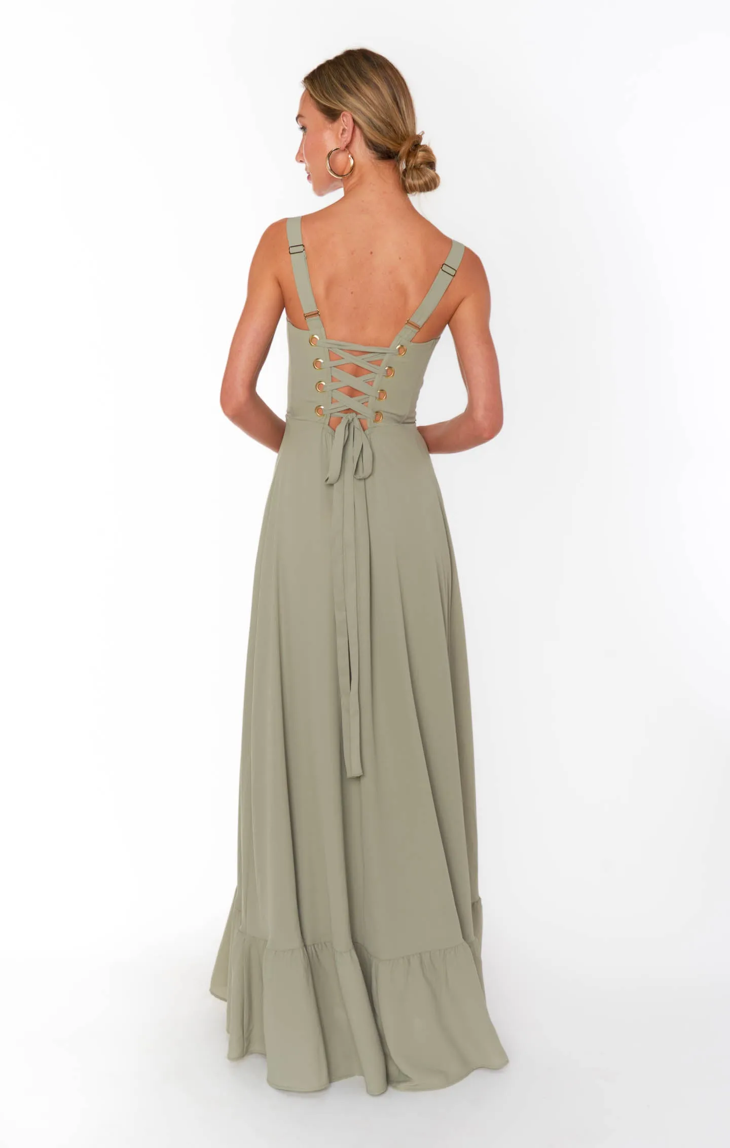 Clarissa Corset Dress ~ Moss Green Crisp