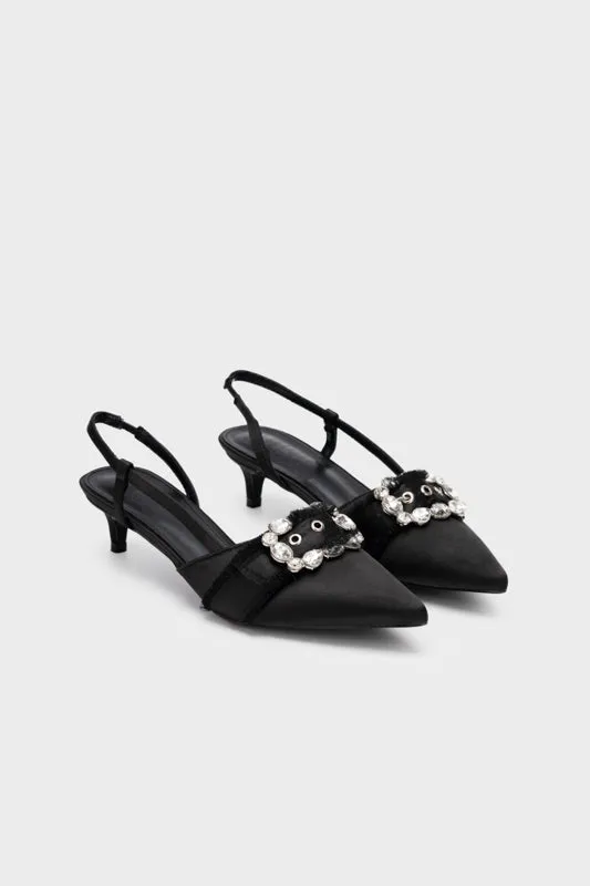 EMBELLISHED BUCKLE SLINGBACK HEEL