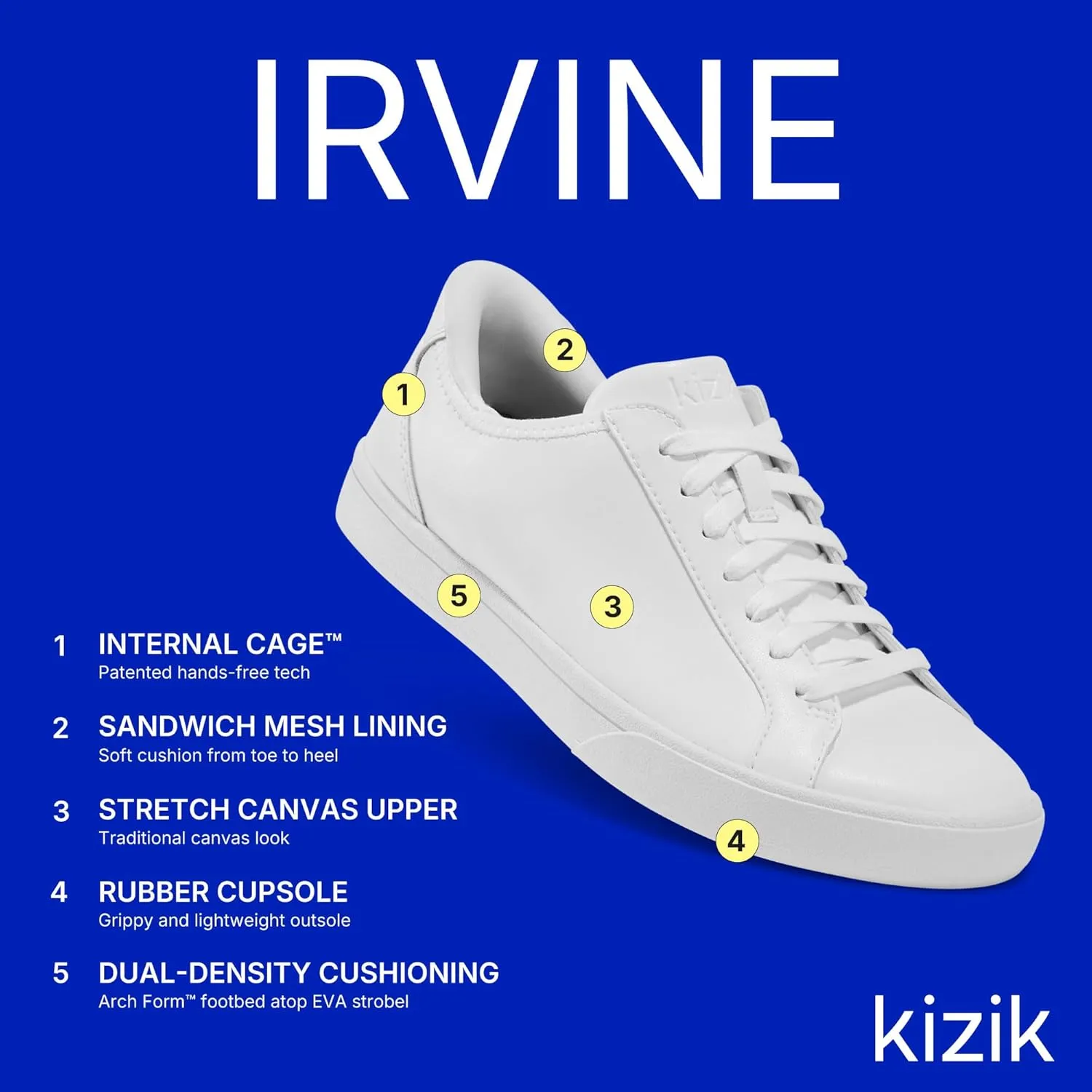 Kizik Slip On Sneakers: Irvine - Low-Profile, Stretch Canvas with Grippy Rubber Soles, Casual Shoes for Women & Men, Hands Free Convenience - Regular Width