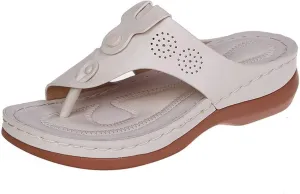 Ladmiple Sandals Women Wedge Slip On Orthopedic Slides Dressy Summer Comfortable Walking Arch Support Orthotic Flip Flops