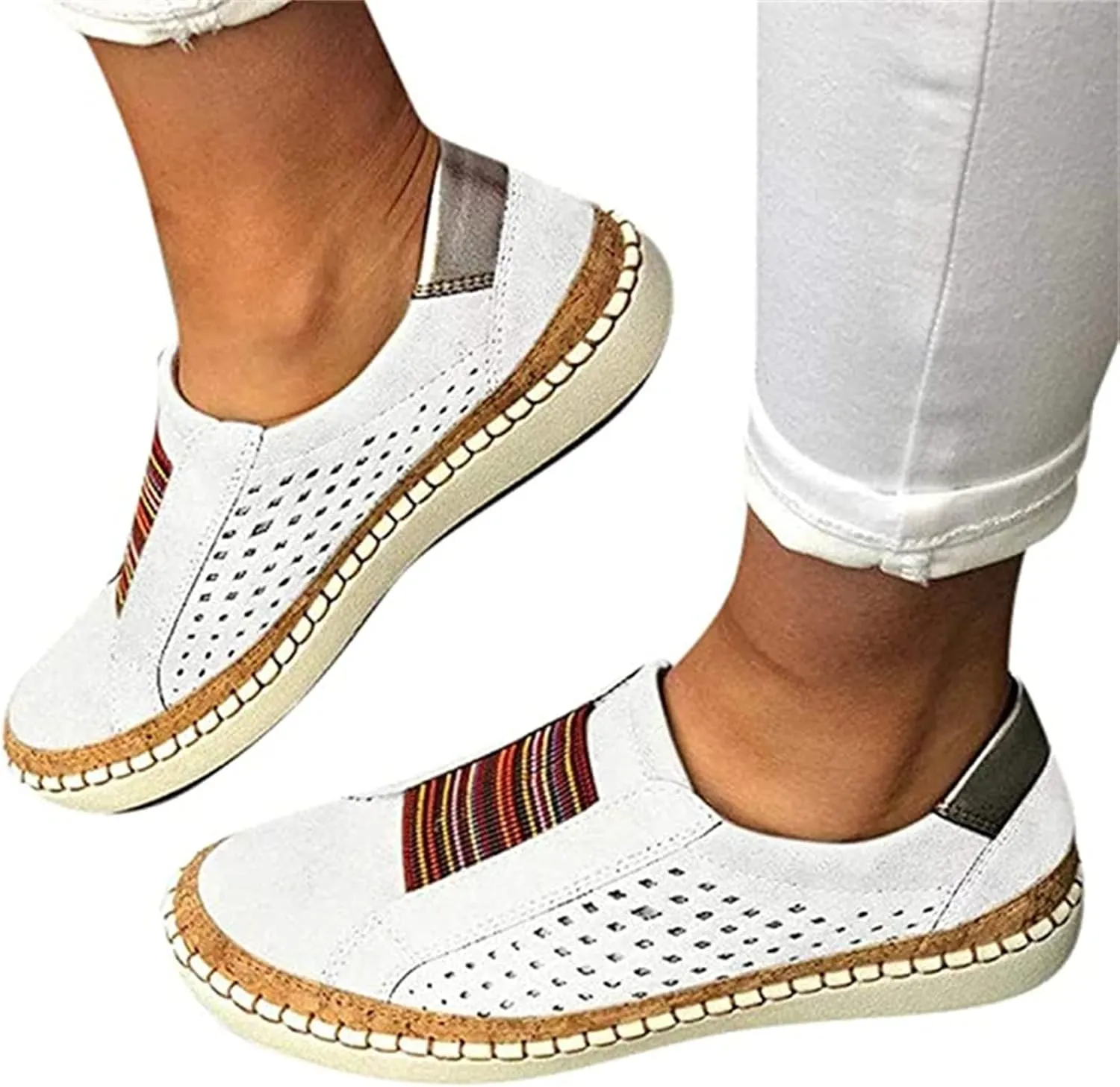 Ladmiple Sneakers For Women Trendy 2024 Canvas Shoes Low Cut Slip On Casual Dressy Summer Comfortable Walking Flats Loafers