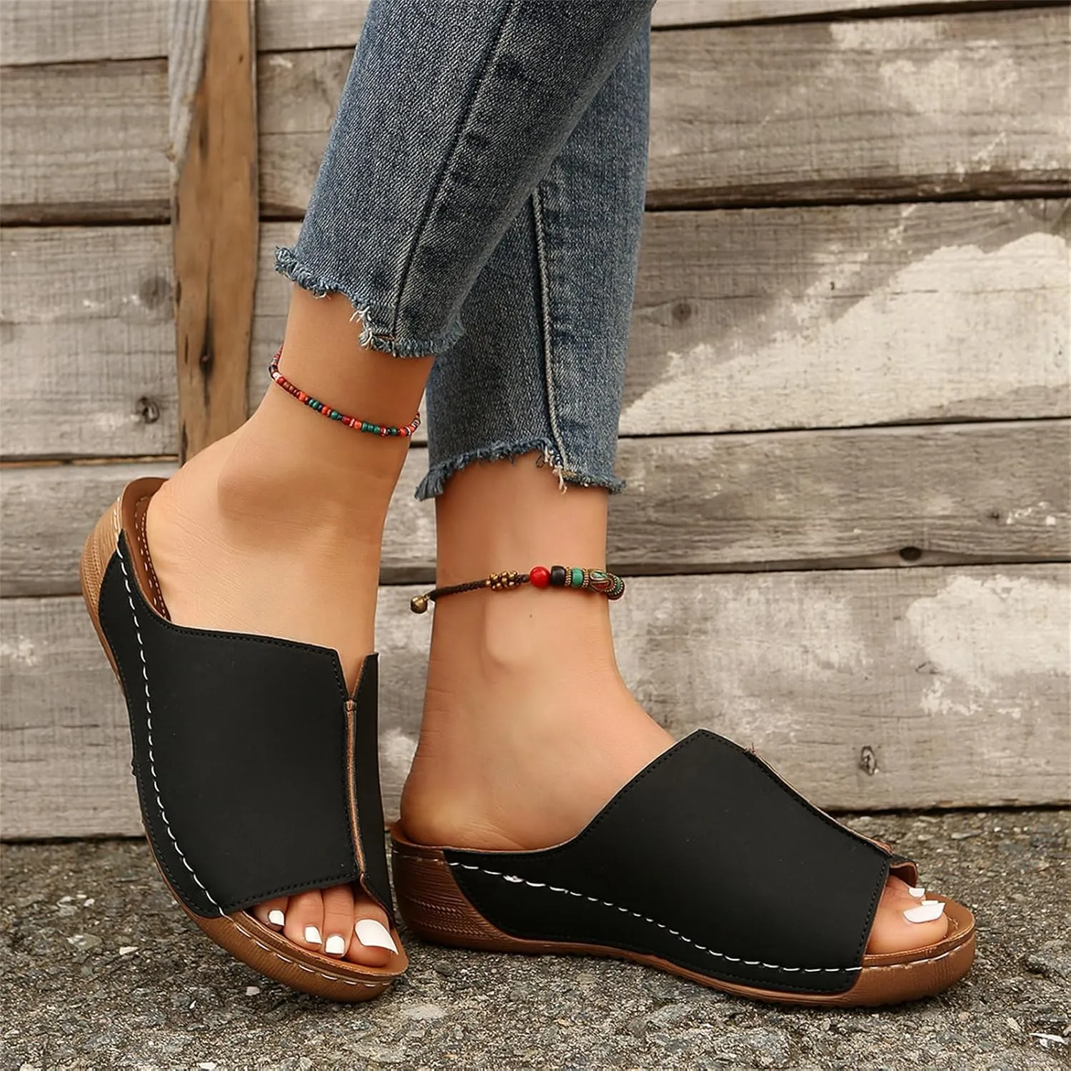Ladmiple Summer Sandals For Women 2024 Trendy Casual Orthotic Flips Flops Arch Support Flat feet Orthopedic Slippers Slides