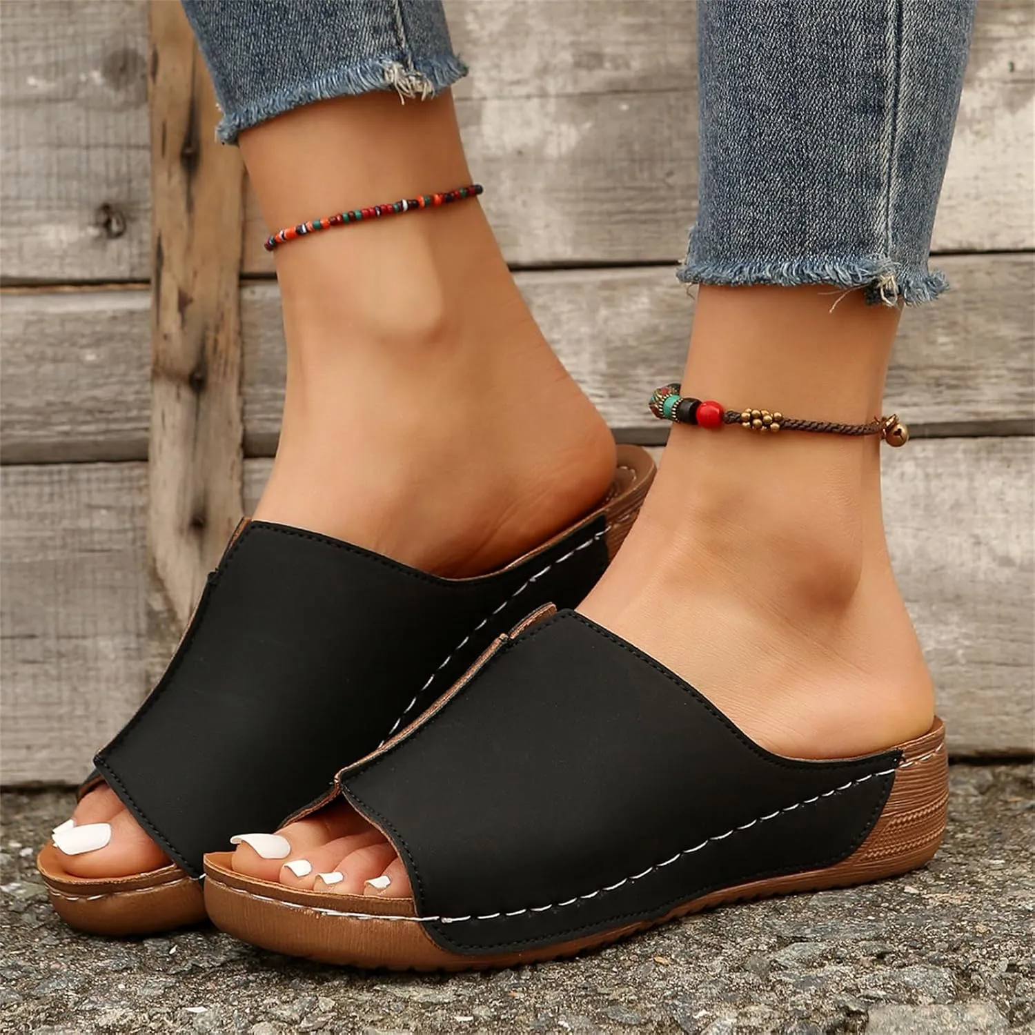 Ladmiple Summer Sandals For Women 2024 Trendy Casual Orthotic Flips Flops Arch Support Flat feet Orthopedic Slippers Slides