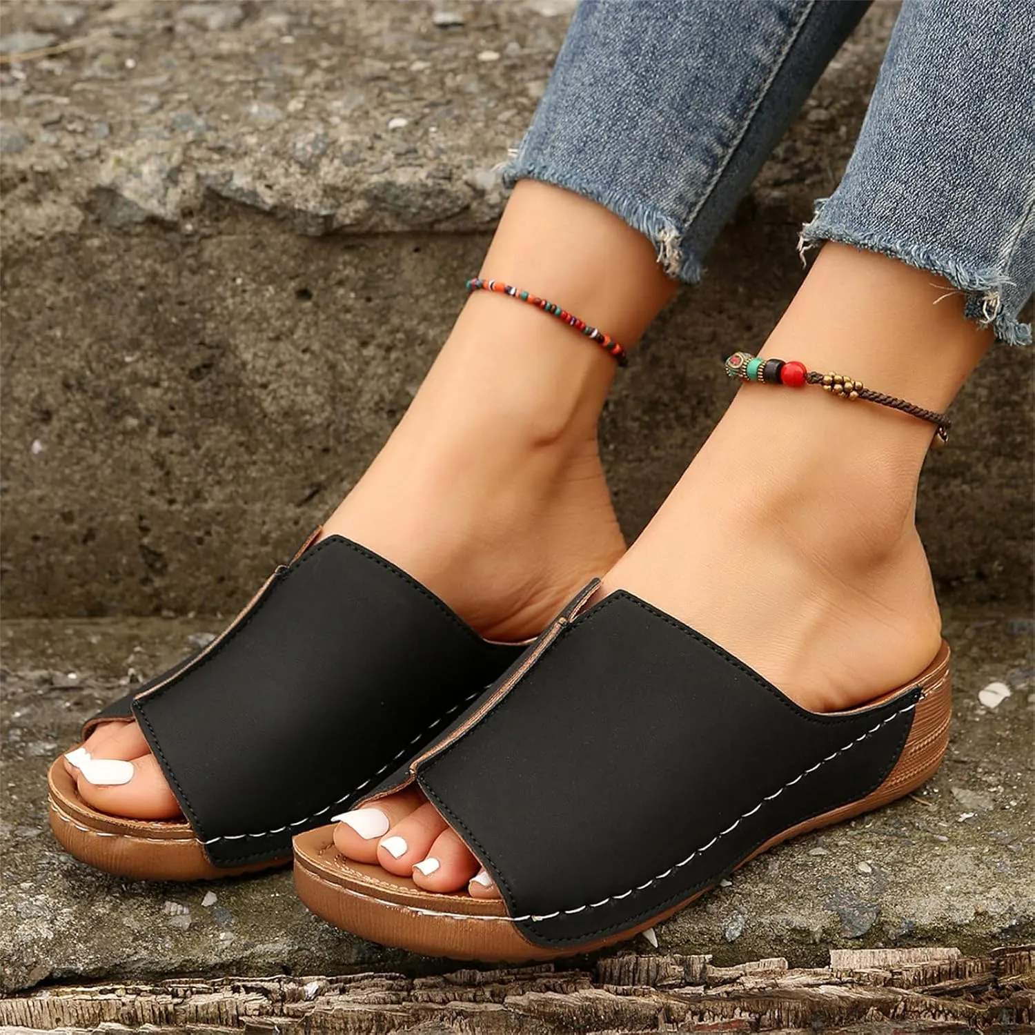 Ladmiple Summer Sandals For Women 2024 Trendy Casual Orthotic Flips Flops Arch Support Flat feet Orthopedic Slippers Slides