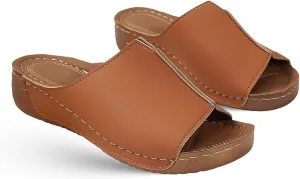 Ladmiple Womens Sandals Comfortable Support Open Toe Walking Orthotic Slides Dressy Summer Orthopedic Slippers Flip Flops