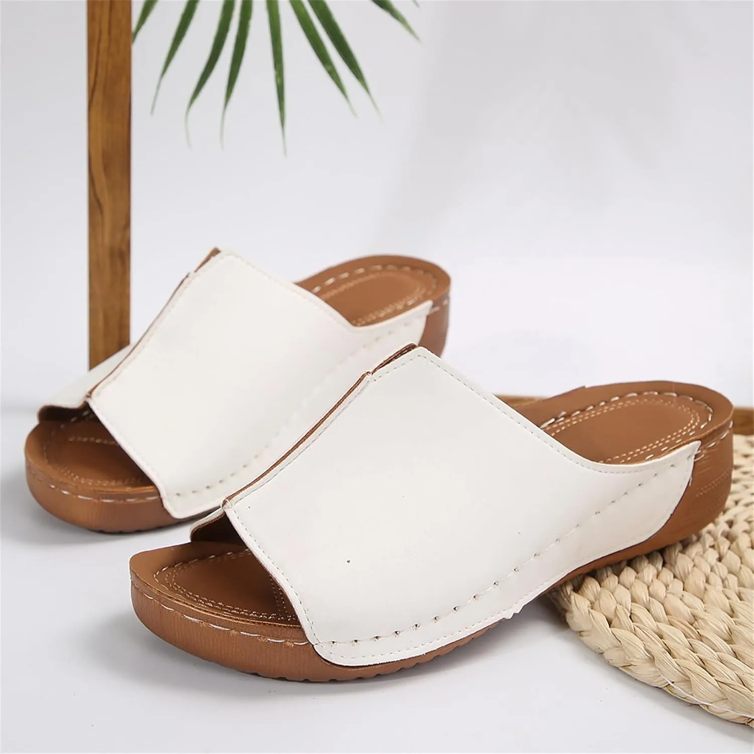 Ladmiple Womens Sandals Comfortable Support Open Toe Walking Orthotic Slides Dressy Summer Orthopedic Slippers Flip Flops