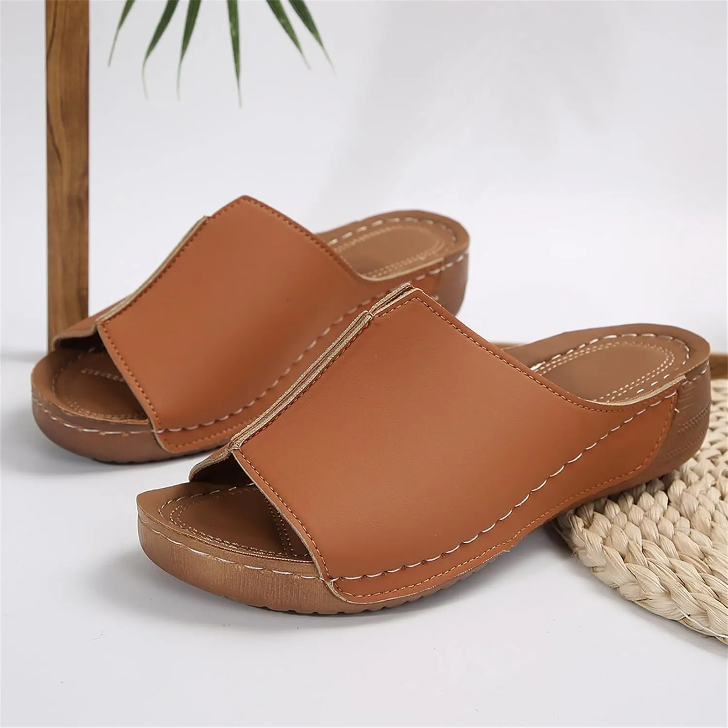 Ladmiple Womens Sandals Comfortable Support Open Toe Walking Orthotic Slides Dressy Summer Orthopedic Slippers Flip Flops