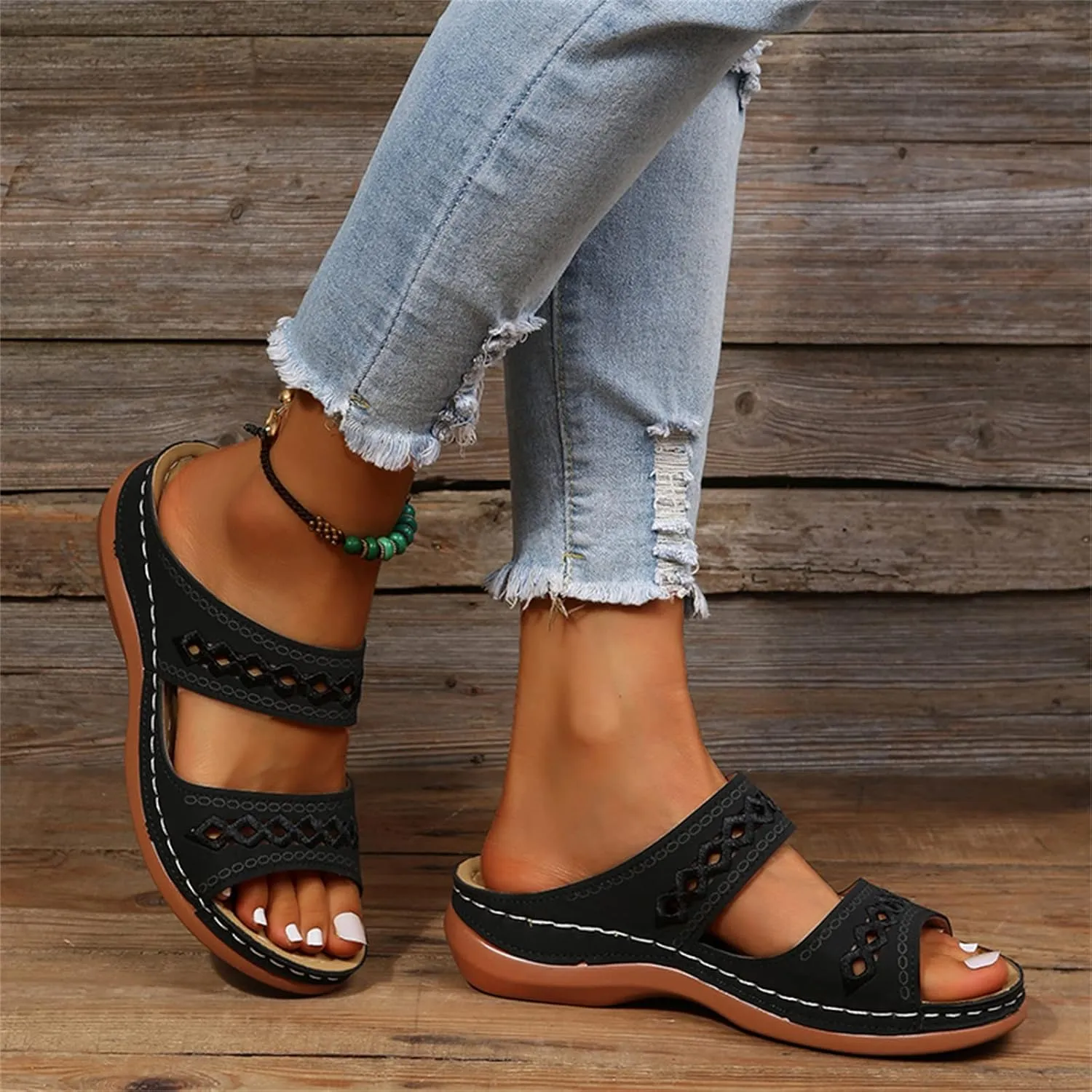 Ladmiple Women's Sandals Comfortable Walking Dressy Summer Orthotic Flips Flops Arch Support for Flat feet Orthopedic Slides