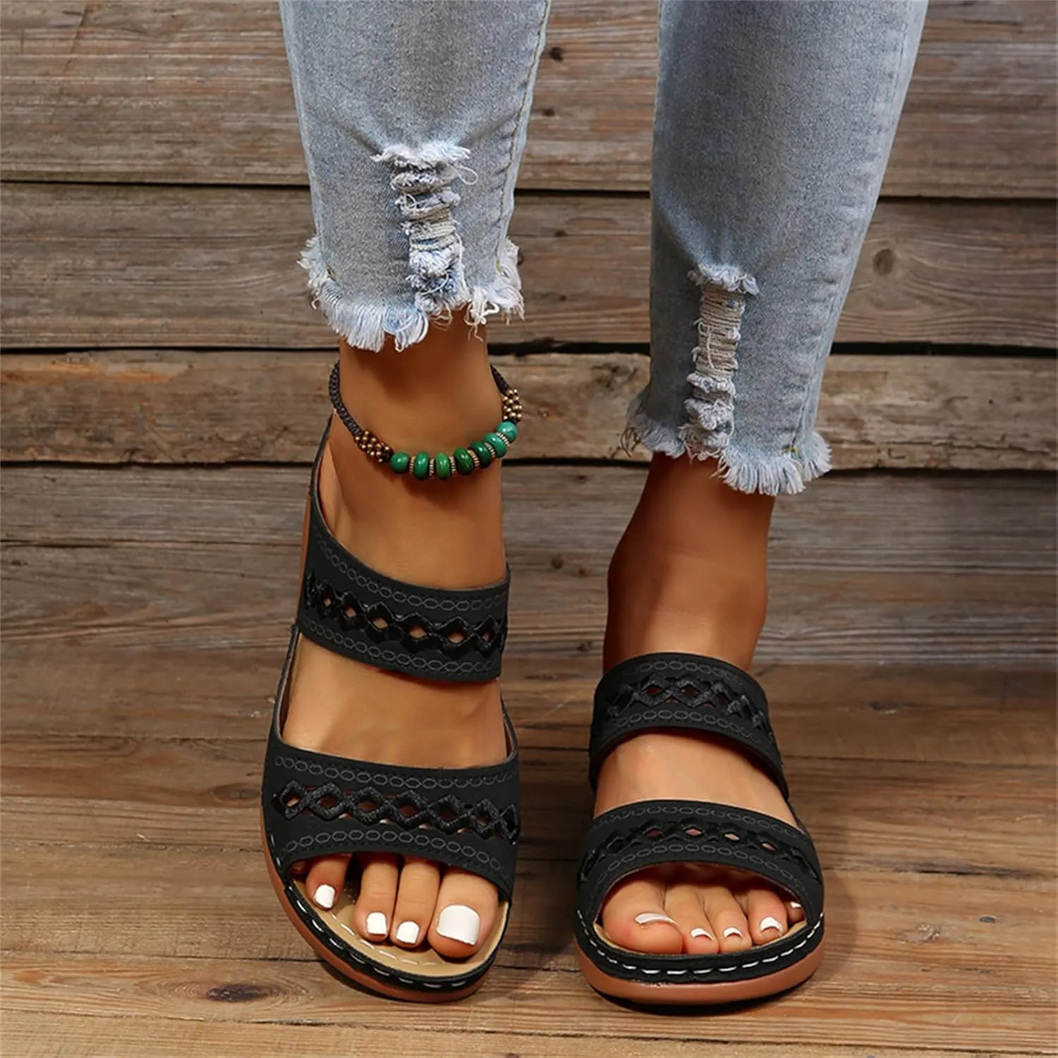 Ladmiple Women's Sandals Comfortable Walking Dressy Summer Orthotic Flips Flops Arch Support for Flat feet Orthopedic Slides