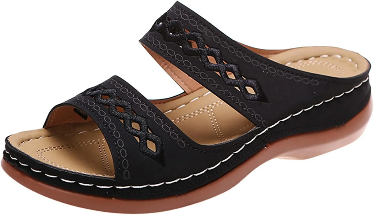 Ladmiple Women's Sandals Comfortable Walking Dressy Summer Orthotic Flips Flops Arch Support for Flat feet Orthopedic Slides