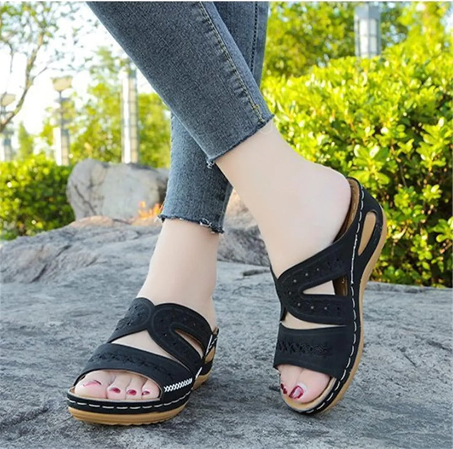 Ladmiple Womens Sandals Dressy Summer Comfortable Arch Support Orthotic Flip Flops Cute Walking Orthopedic Slides 2024