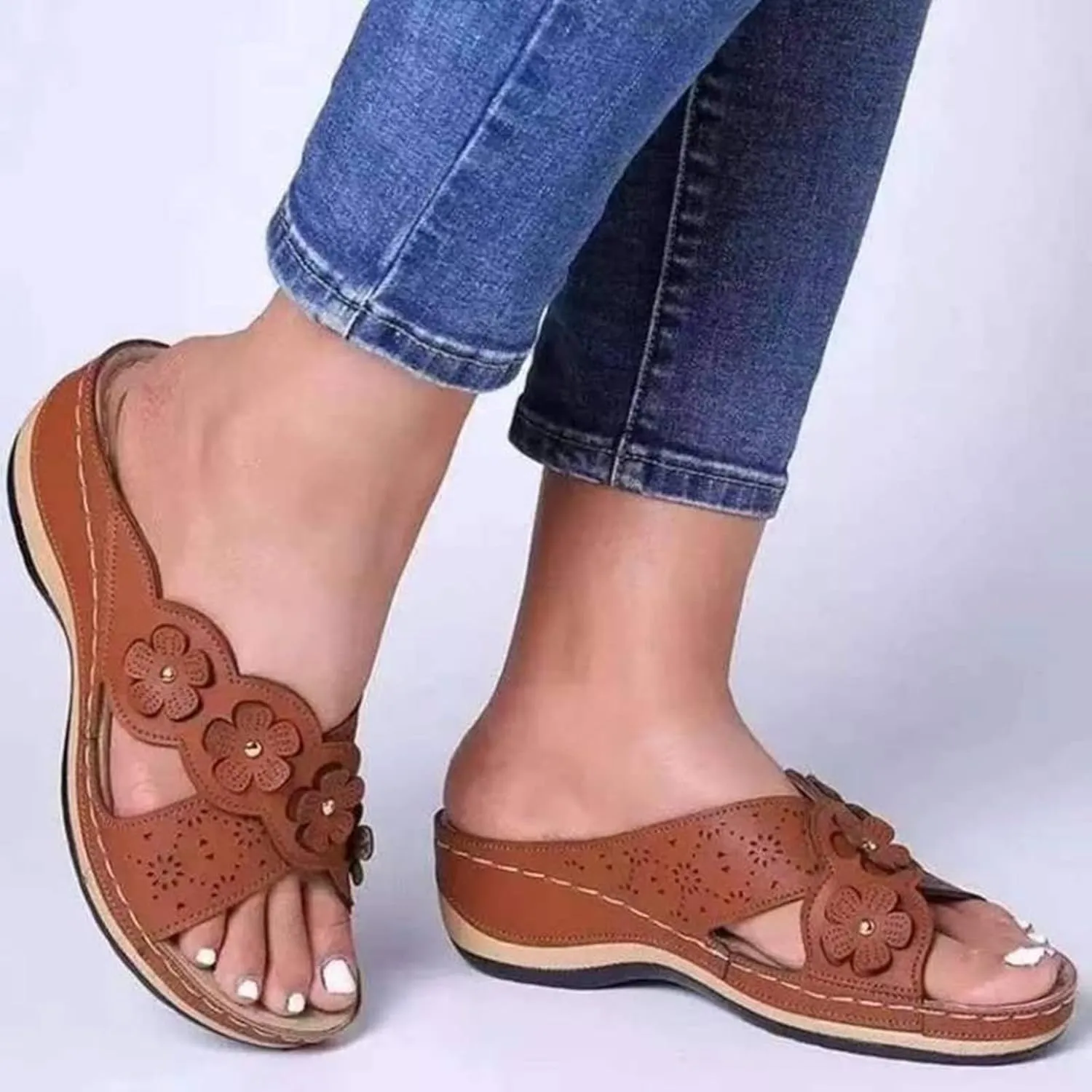 Ladmiple Womens Sandals With Arch Support Dressy Orthotic Flips Flops for Flat feet Comfortable Walking Orthopedic Slides