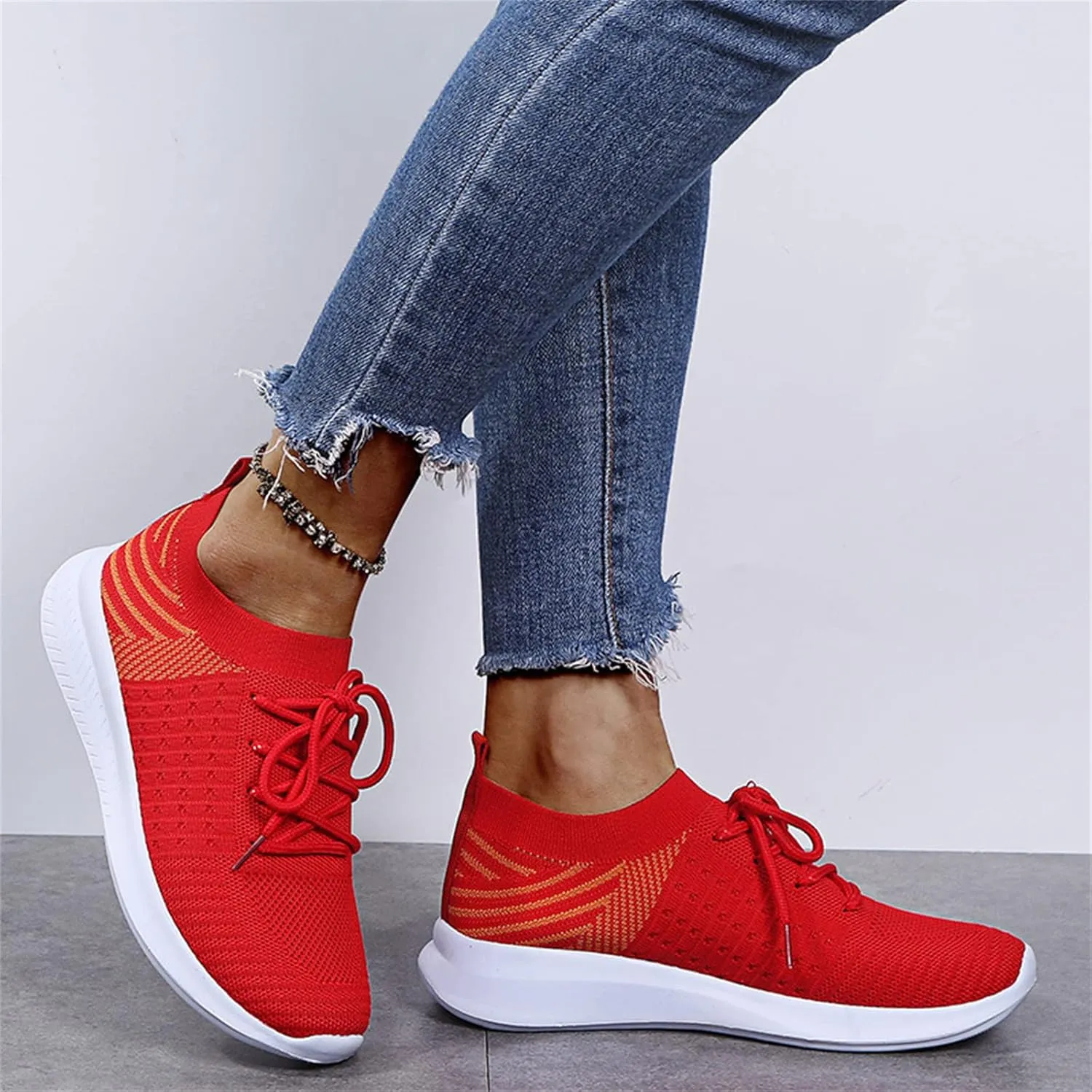 Lausiuoe Sneakers For Women Walking Shoes Comfortable Sock Sneakers Mesh Slip On Air Cushion Platform Loafers