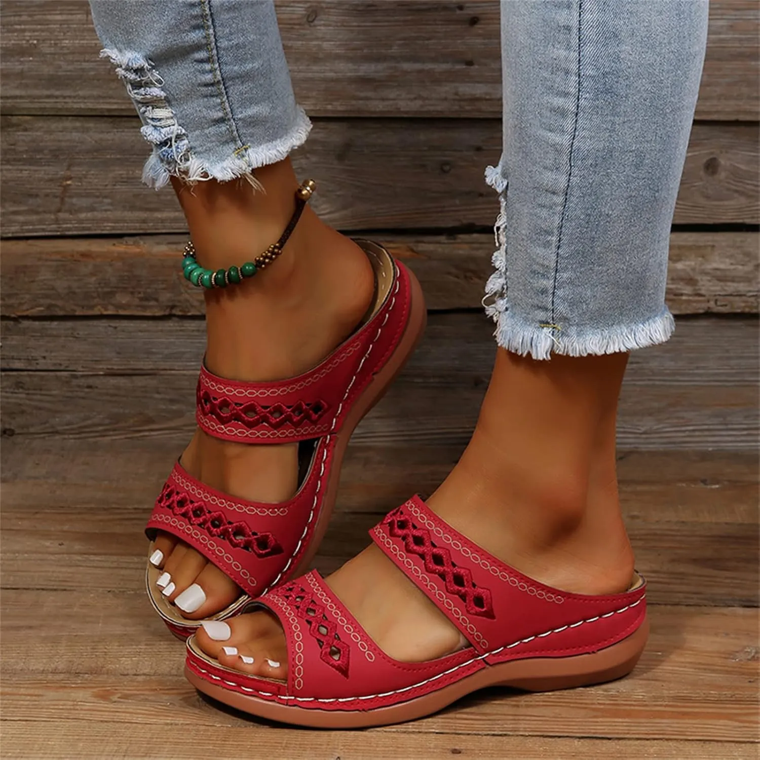 Sandals Women Dressy Summer Flat Island Cute Casual Beach Shoes Orthopedic Slippers Arch Support Orthotic Flip Flops