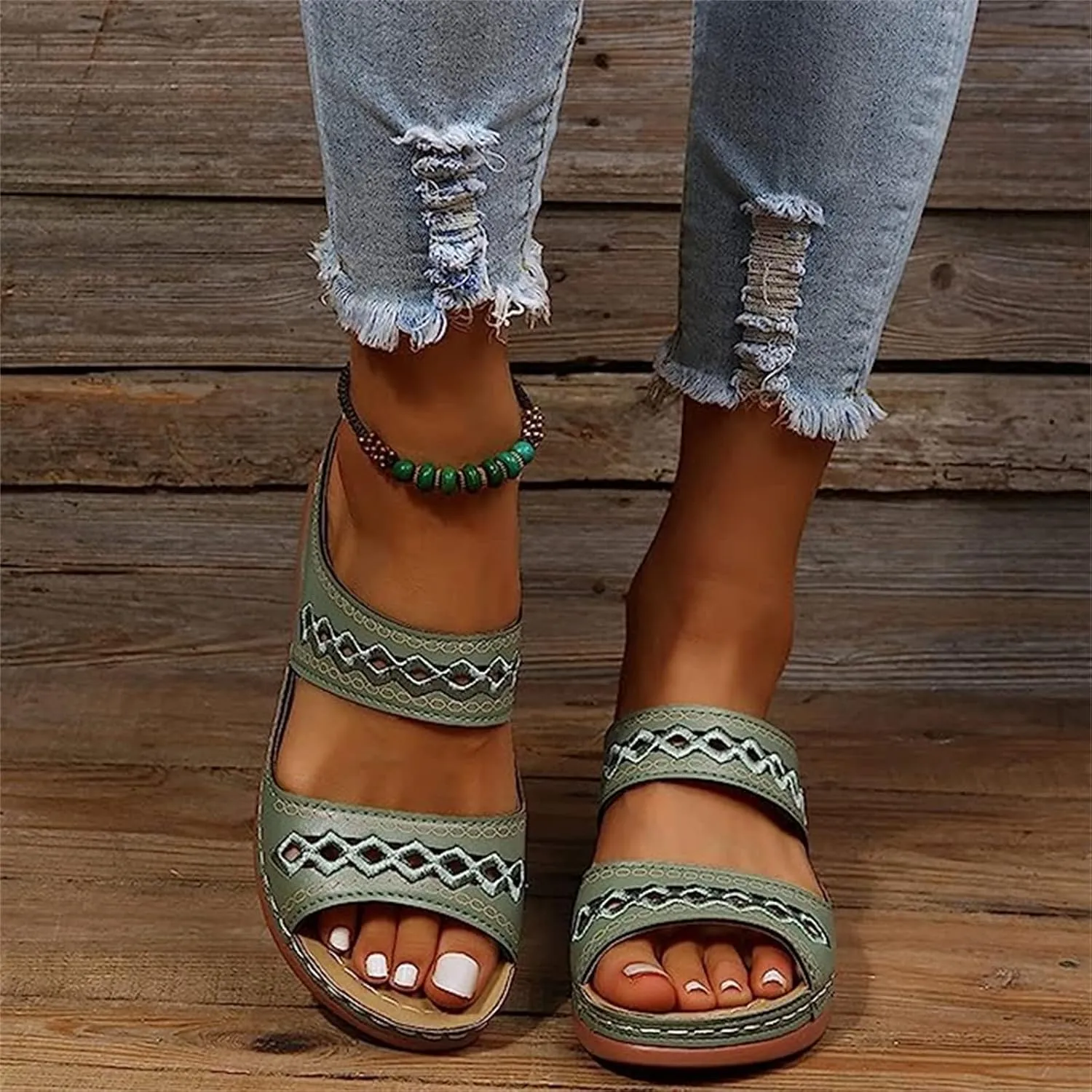 Sandals Women Dressy Summer Flat Island Cute Casual Beach Shoes Orthopedic Slippers Arch Support Orthotic Flip Flops