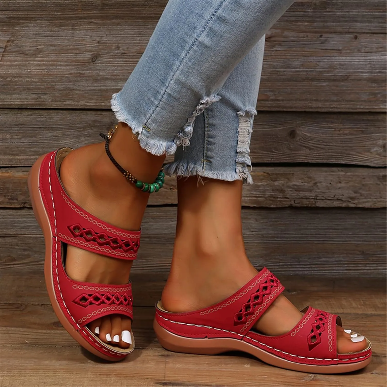 Sandals Women Dressy Summer Flat Island Cute Casual Beach Shoes Orthopedic Slippers Arch Support Orthotic Flip Flops