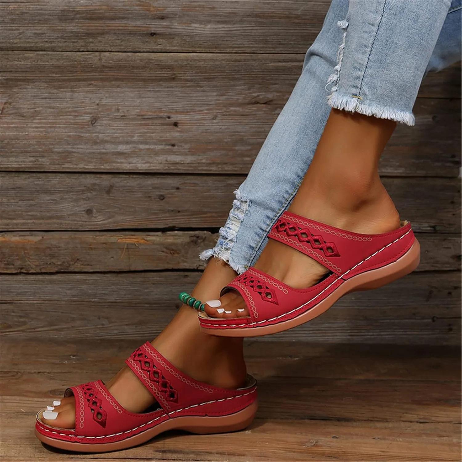 Sandals Women Dressy Summer Flat Island Cute Casual Beach Shoes Orthopedic Slippers Arch Support Orthotic Flip Flops