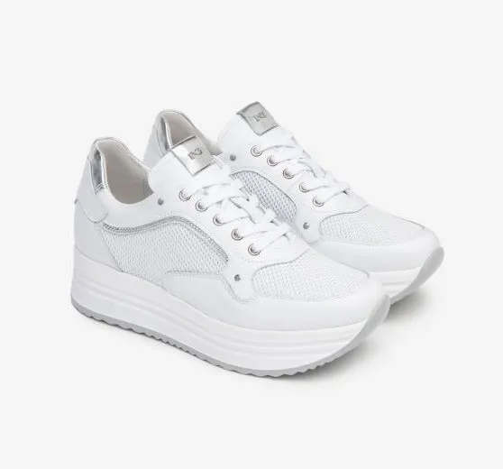 SNEAKERS PELLE BIANCA MICRO STRASS