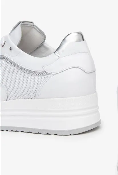 SNEAKERS PELLE BIANCA MICRO STRASS