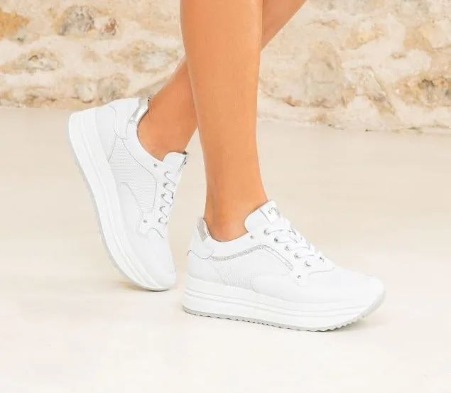 SNEAKERS PELLE BIANCA MICRO STRASS