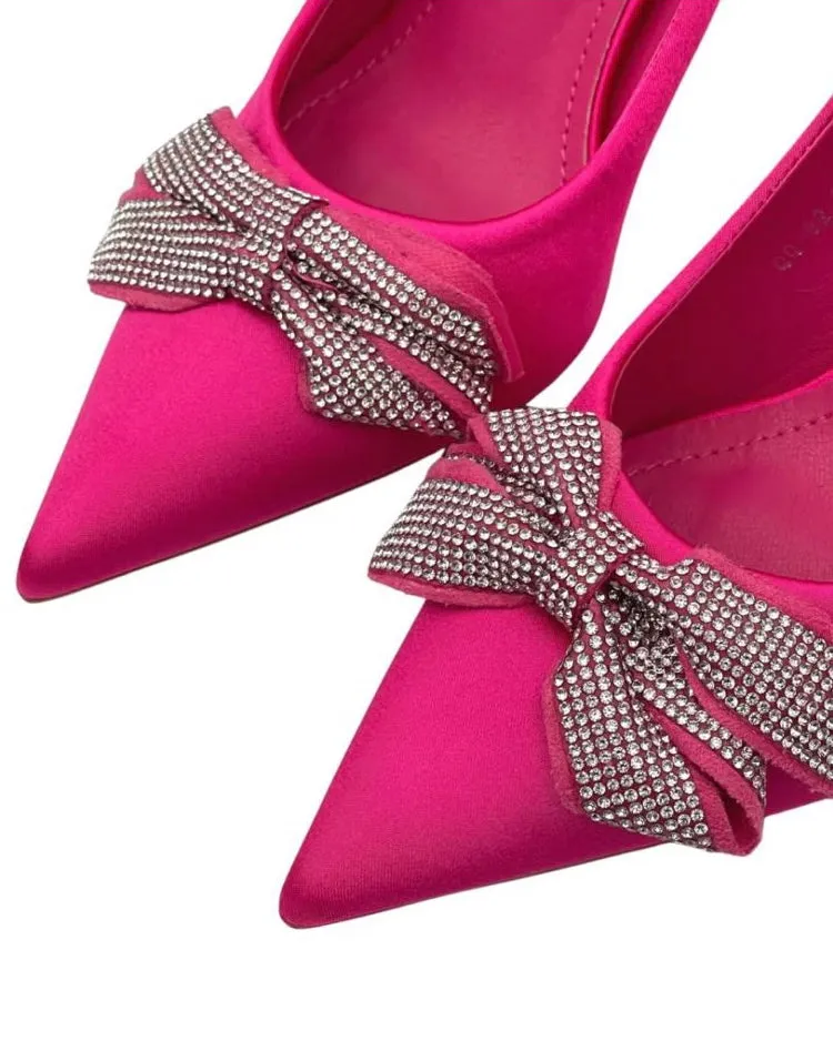 Tina Sparkle Bow Heel - Fuschia
