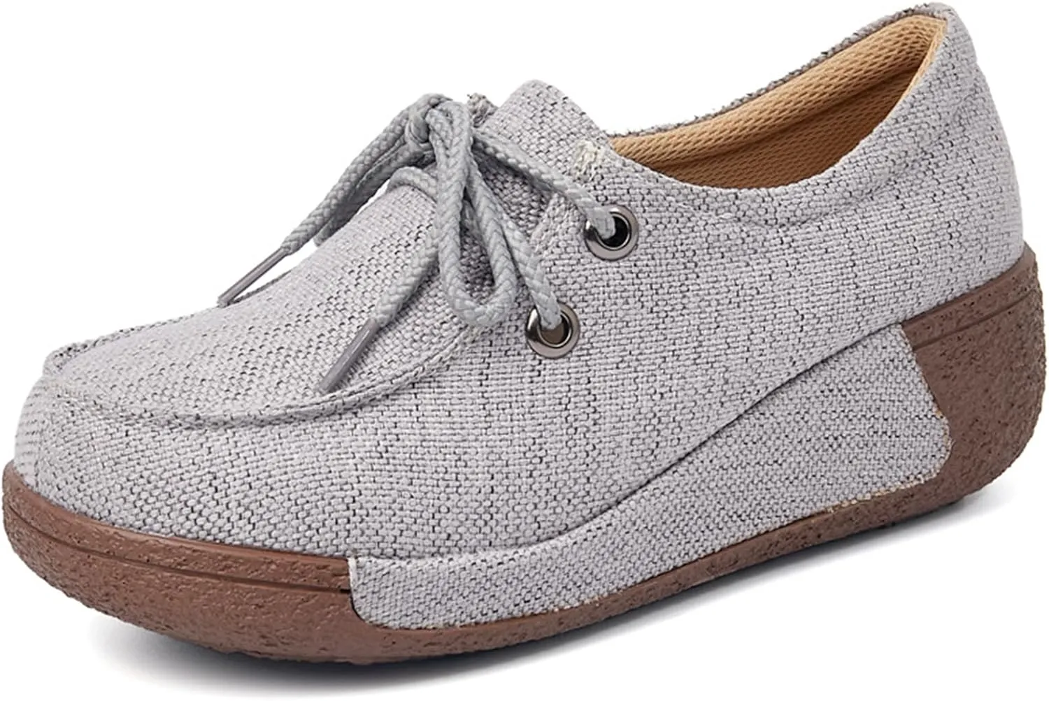 Women's Arch Support Shoes Lace Up Orthopedic Sneakers Comfortable Canvas Loafers Casual Walking Shoes for Plantar Fasciitis Foot Pain Relief