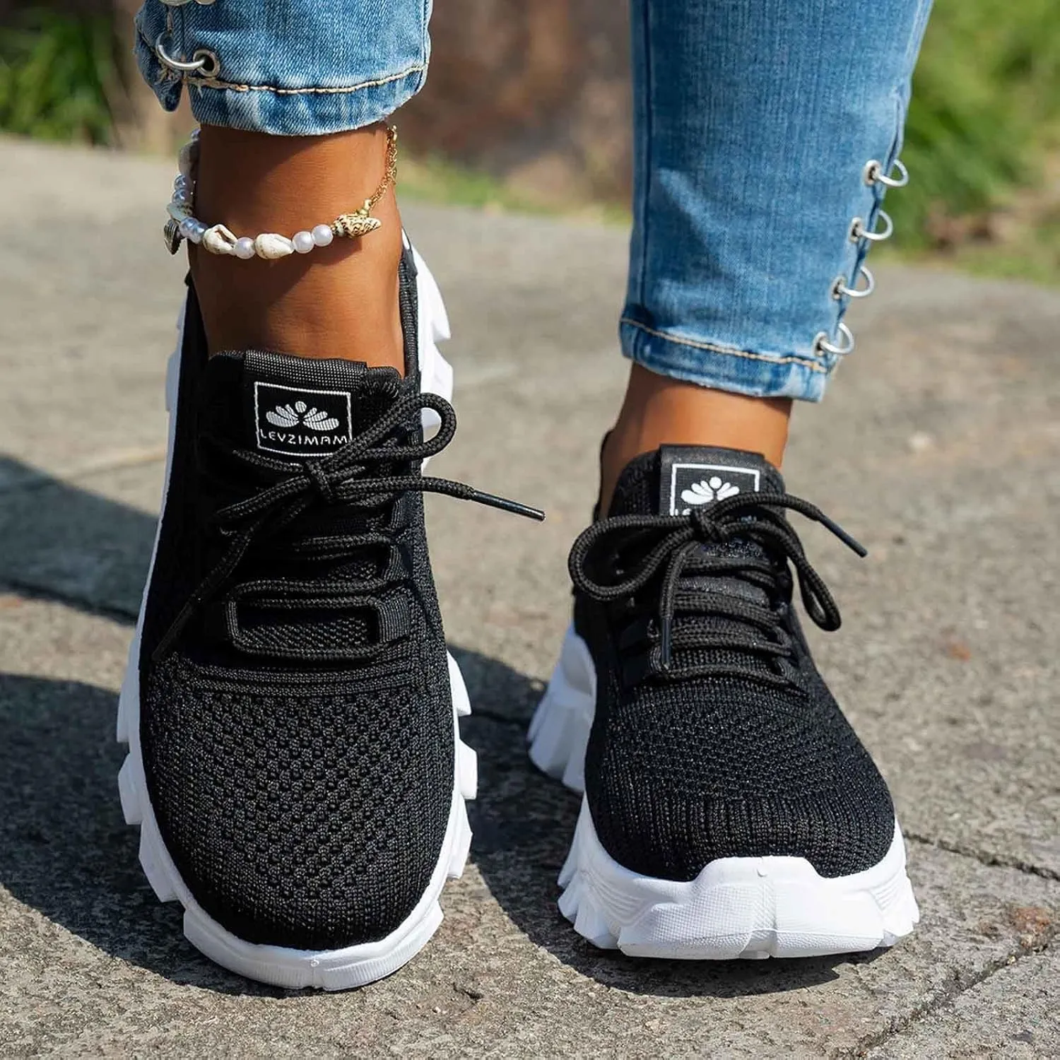 Women's Sneakers Casual Athletic Shoes with Lace Up Design Everyday Comfort and Style Thick Sole Versatile Teal and
