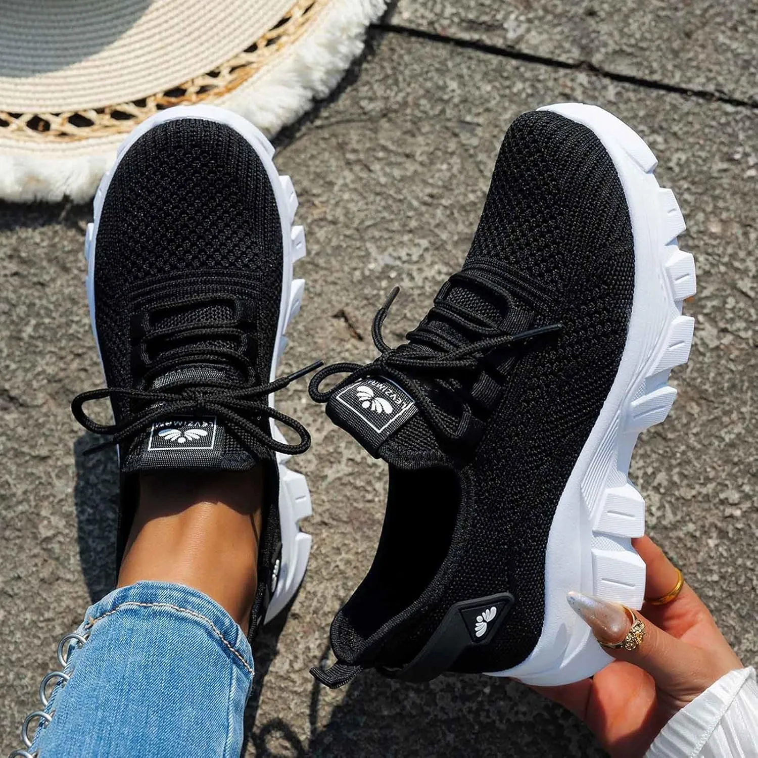 Women's Sneakers Casual Athletic Shoes with Lace Up Design Everyday Comfort and Style Thick Sole Versatile Teal and