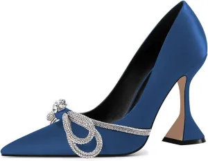 YDN Women Pointed Toe Slip on Diamond Pumps Special Kitten High Heel Shoe Party Prom Dress Lady Size 4-16 US
