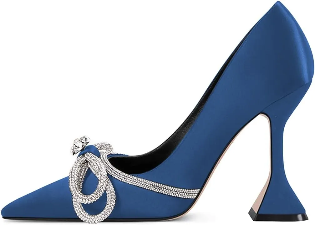 YDN Women Pointed Toe Slip on Diamond Pumps Special Kitten High Heel Shoe Party Prom Dress Lady Size 4-16 US